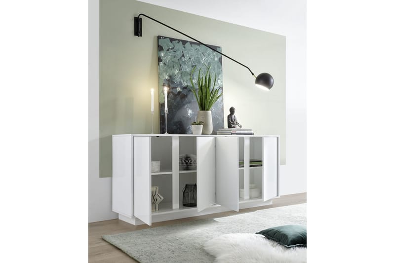 Sideboard Ghiaccio 180x43 cm - Vit Högglans - Sideboard & skänk