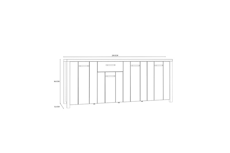 Sideboard Havdar 52x210 cm - Brun/Svart - Sideboard & skänk