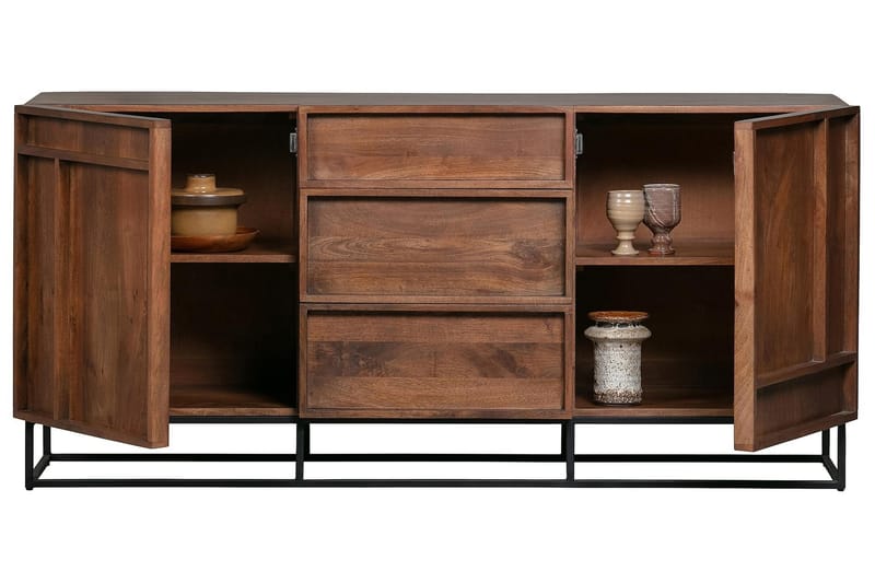 Sideboard Khabra 160x44 cm - Mangoträ/Beige - Sideboard & skänk