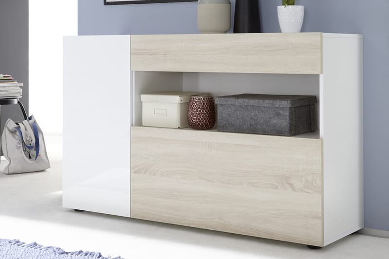 Sideboard Nickero 130 cm - Vit|Brun - Sideboard & skänk