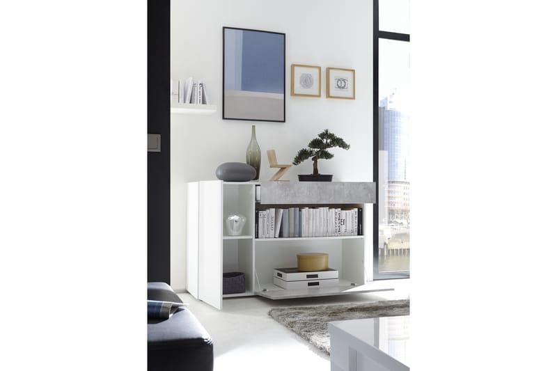 Sideboard Nickero 130 cm - Vit|Grå - Förvaring - Förvaringsmöbler - Sideboard & skänk