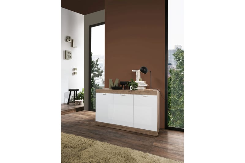 Sideboard Nickero 135 cm - Vit/Brun - Sideboard & skänk