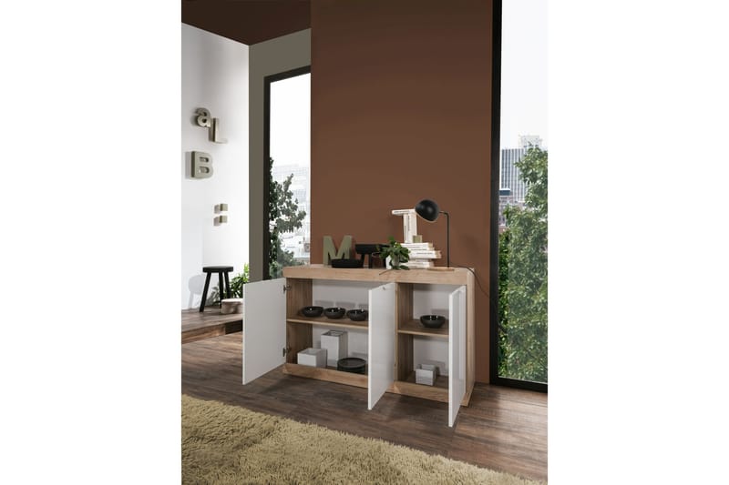 Sideboard Nickero 135 cm - Vit/Brun - Sideboard & skänk