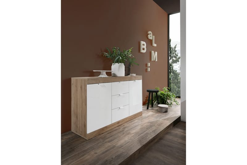 Sideboard Nickero 135 cm - Vit/Brun - Sideboard & skänk