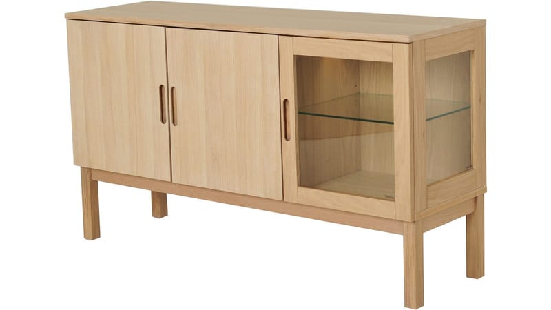 Sideboard Odlund med Glasdörr & Belysning - Vitpigmenterad ekfaner - Förvaring - Förvaringsmöbler - Sideboard & skänk