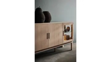 Sideboard Odlund med Glasdörr & Belysning - Vitpigmenterad ekfaner - Förvaring - Förvaringsmöbler - Sideboard & skänk