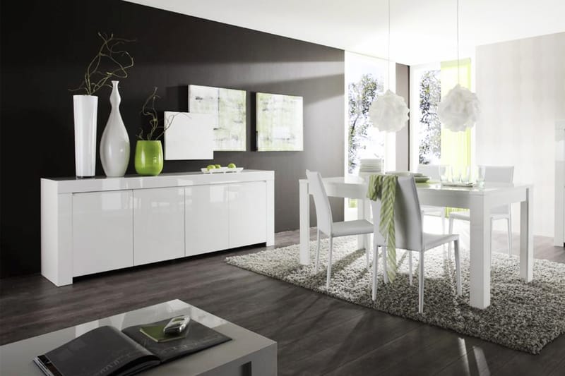 Sideboard Salerno 210 cm 4 Dörrar - Vit Högglans - Förvaring - Förvaringsmöbler - Sideboard & skänk