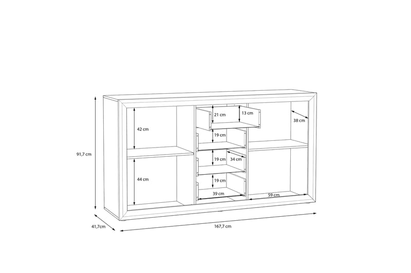 Sideboard Smolyan 42x168 cm - Brun/Vit - Sideboard & skänk