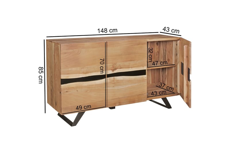 Sideboard Stammler 148x43 cm - Trä|natur - Förvaring - Förvaringsmöbler - Sideboard & skänk