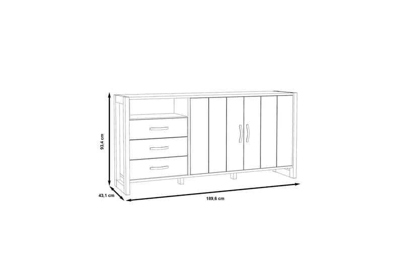 Sideboard Strelcha 43x190 cm - Brun/Grå - Sideboard & skänk