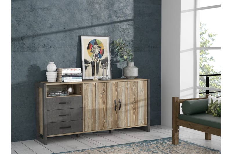 Sideboard Strelcha 43x190 cm - Brun/Grå - Sideboard & skänk