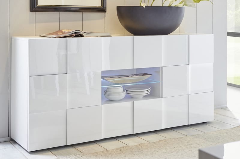Sideboard Tabor 181 cm med Lådor - Vit Högglanslack - Förvaring - Förvaringsmöbler - Sideboard & skänk