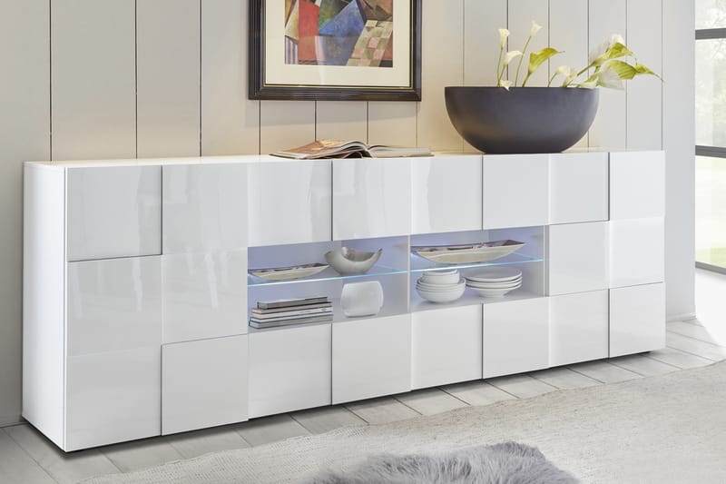 Sideboard Tabor 241 cm Stor - Vit Högglanslack - Förvaring - Förvaringsmöbler - Sideboard & skänk