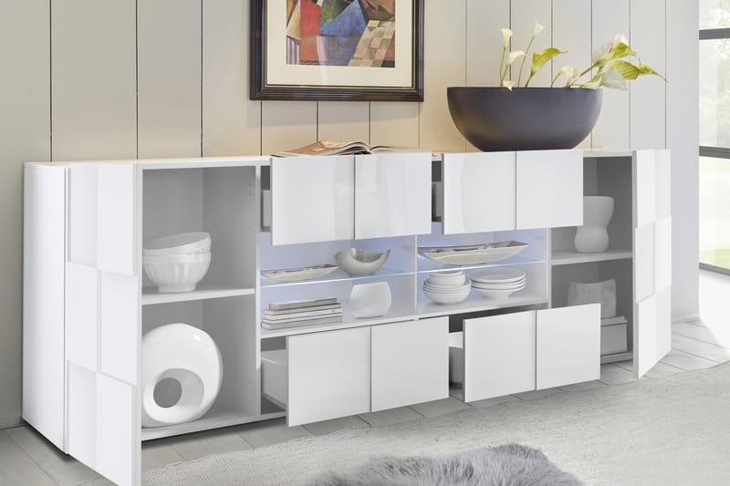 Sideboard Tabor 241 cm Stor - Vit Högglanslack - Förvaring - Förvaringsmöbler - Sideboard & skänk