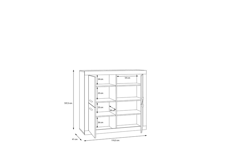 Sideboard Uzunkop 41x113 cm - Grå/Vit - Sideboard & skänk