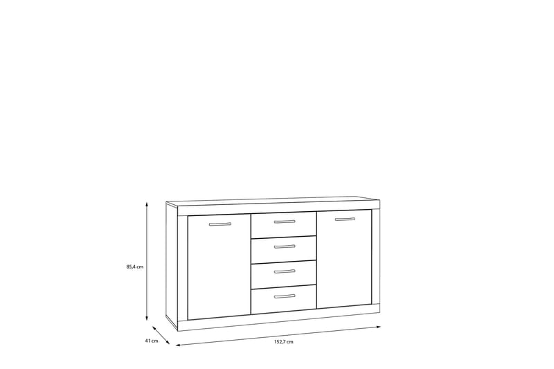 Sideboard Uzunkop 41x153 cm - Grå/Vit - Sideboard & skänk