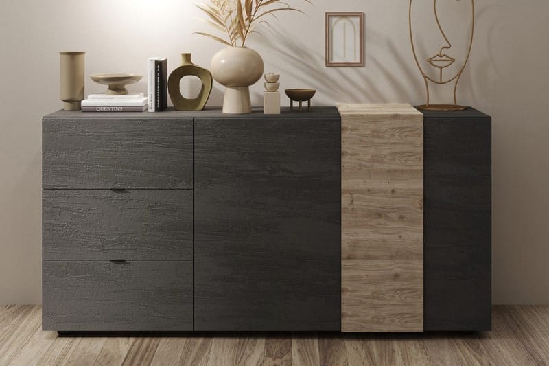 Sideboard Venesa 44x181x86 cm - Grå/Natur - Förvaring - Förvaringsmöbler - Sideboard & skänk