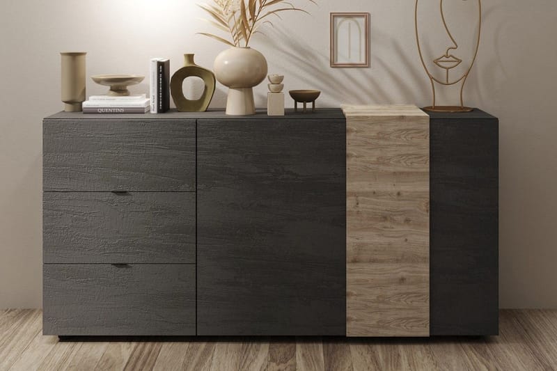 Sideboard Venesa 44x181x86 cm - Grå/Natur - Sideboard & skänk