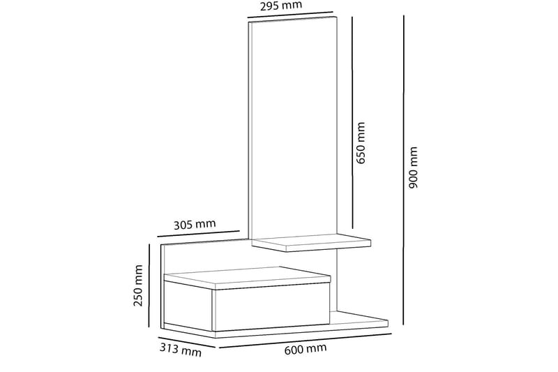 Sideboard Wittmeyer 60 cm - Ek|Antracit - Sideboard & skänk