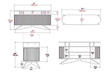 Sideboard Zakkum 43x75x150 cm - Ek - Förvaring - Förvaringsmöbler - Sideboard & skänk
