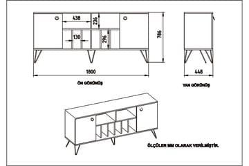 Sidobord Loddington 180 cm - Valnöt|Svart - Förvaring - Förvaringsmöbler - Sideboard & skänk