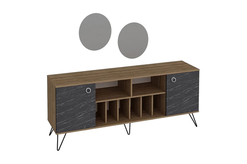 Sidobord Loddington 180 cm - Valnöt|Svart - Förvaring - Förvaringsmöbler - Sideboard & skänk