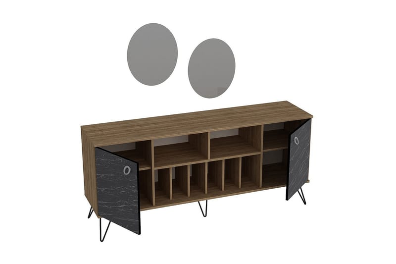 Sidobord Loddington 180 cm - Valnöt|Svart - Förvaring - Förvaringsmöbler - Sideboard & skänk