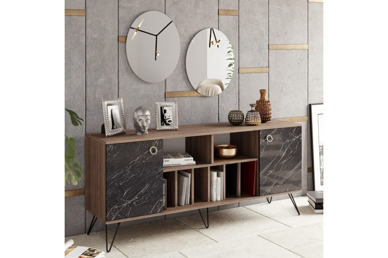 Sidobord Loddington 180 cm - Valnöt|Svart - Förvaring - Förvaringsmöbler - Sideboard & skänk