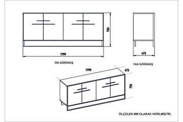 Sidobord Sahriya 180 cm - Guld|Svart - Förvaring - Förvaringsmöbler - Sideboard & skänk