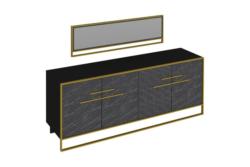 Sidobord Sahriya 180 cm - Guld|Svart - Sideboard & skänk