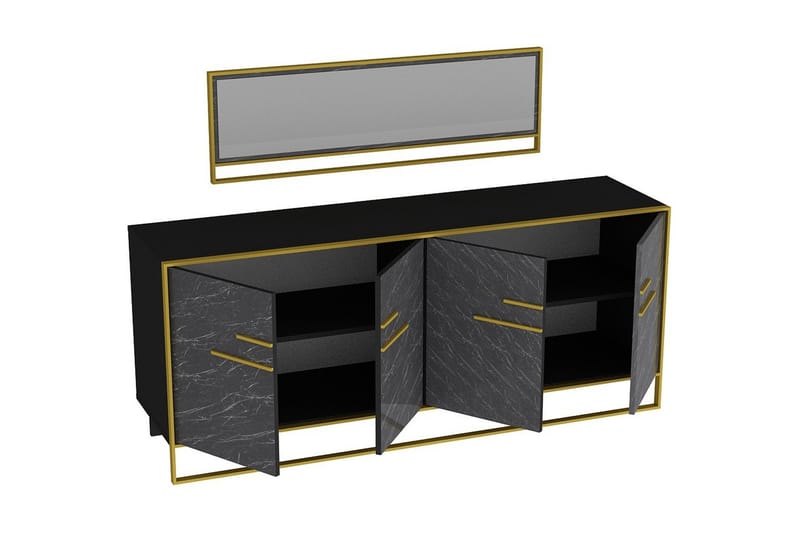 Sidobord Sahriya 180 cm - Guld|Svart - Sideboard & skänk