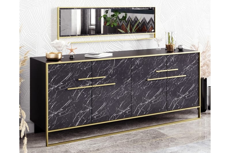 Sidobord Sahriya 180 cm - Guld|Svart - Sideboard & skänk