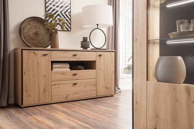 Sidobord Spinos 183 cm - Ek|Antracit - Sideboard & skänk