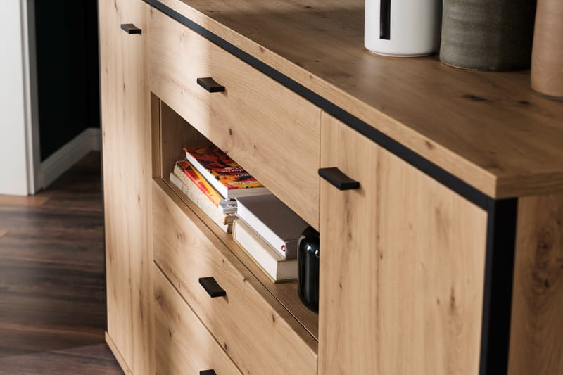 Sidobord Spinos 183 cm - Ek|Antracit - Sideboard & skänk