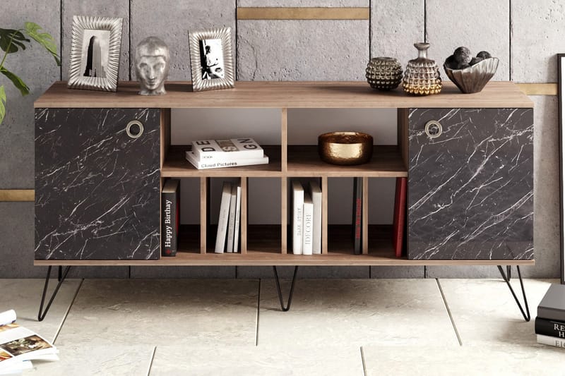 Sidobord Tomoe 180 cm - Valnöt|Svart - Förvaring - Förvaringsmöbler - Sideboard & skänk