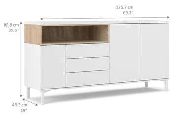 Skänk Abner 176 cm - Vit|Brun - Förvaring - Förvaringsmöbler - Sideboard & skänk