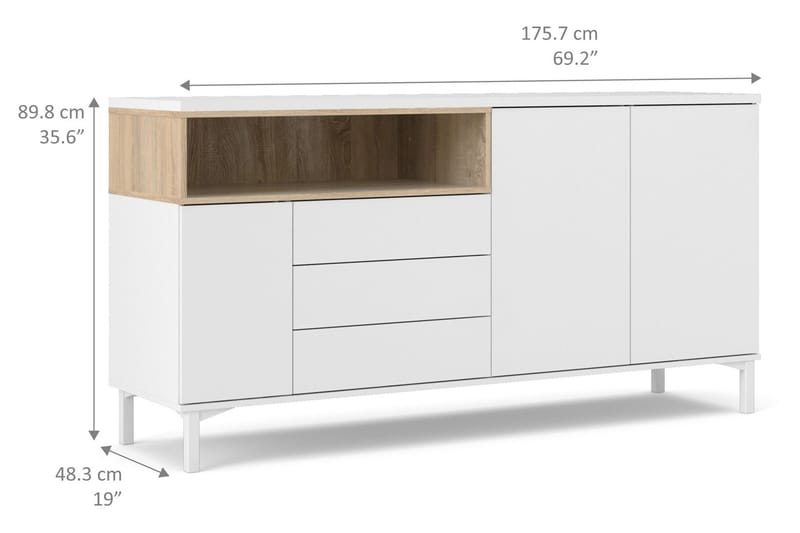 Skänk Abner 176 cm - Vit|Brun - Förvaring - Förvaringsmöbler - Sideboard & skänk