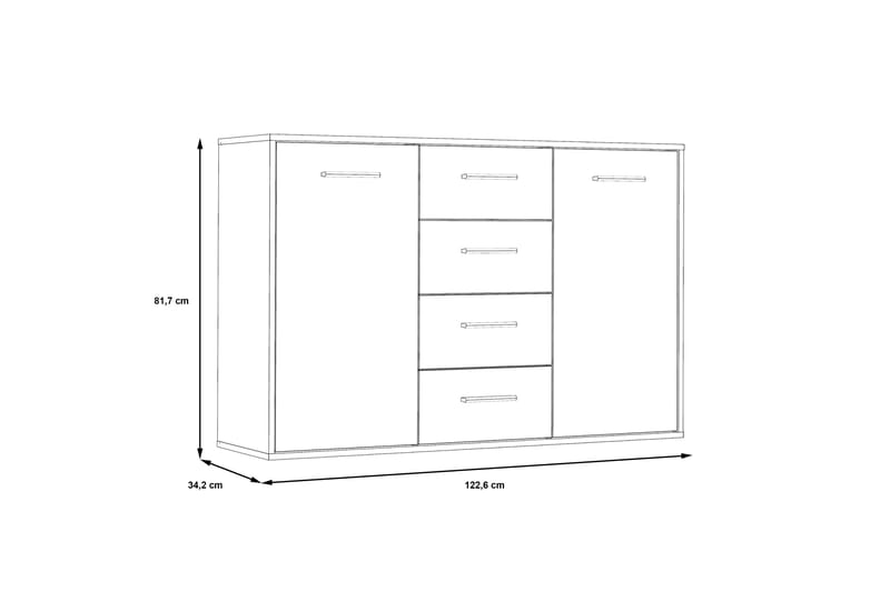 Skänk Barnitz 34x123 cm - Grå - Sideboard & skänk