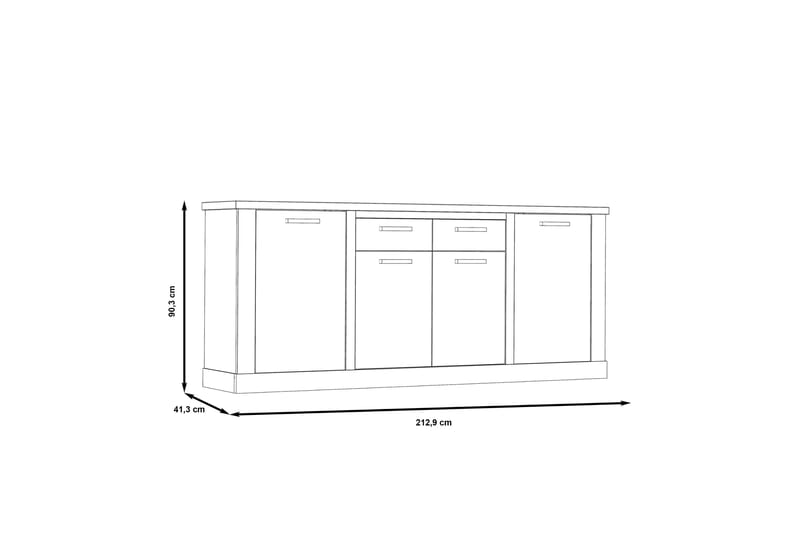 Skänk Breage 41x213 cm - Brun|Vit - Förvaring - Förvaringsmöbler - Sideboard & skänk
