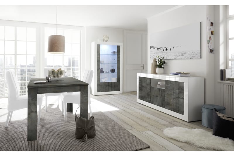 Skänk Calpino 184 cm - Gråmelerad|Vit - Förvaring - Förvaringsmöbler - Sideboard & skänk
