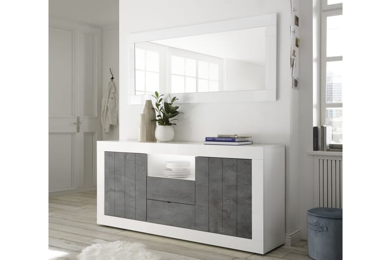 Skänk Calpino 184 cm - Gråmelerad|Vit - Förvaring - Förvaringsmöbler - Sideboard & skänk