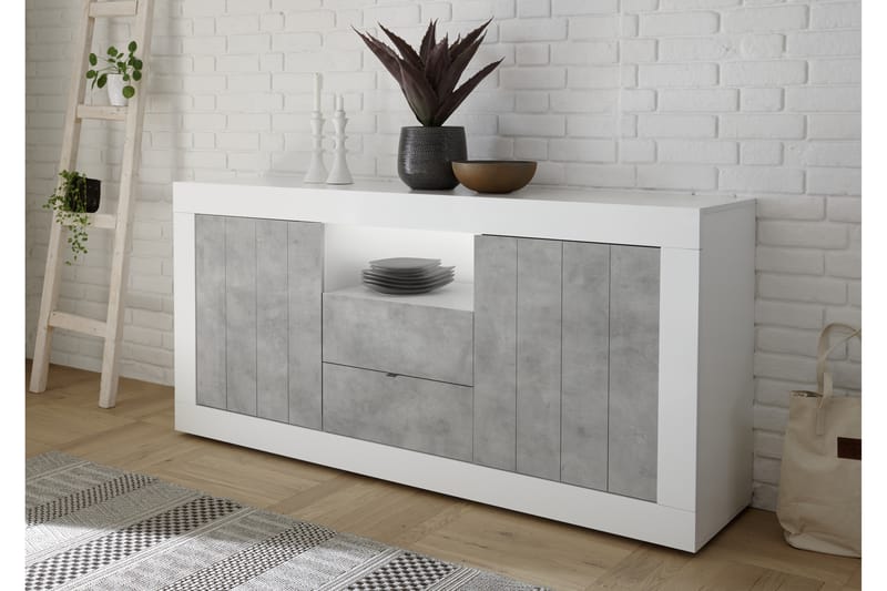 Skänk Calpino 184 cm - Vit|Grå - Sideboard & skänk