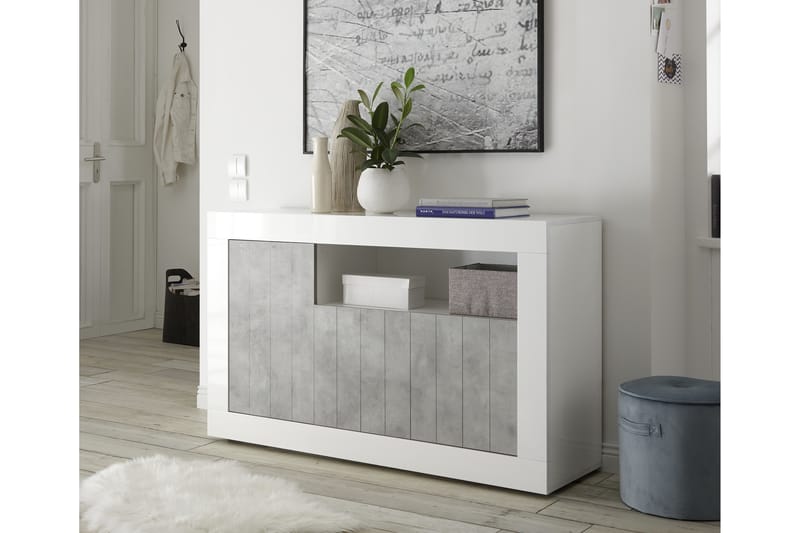 Skänk Calpino Medio 138 cm - Vit|Grå - Sideboard & skänk