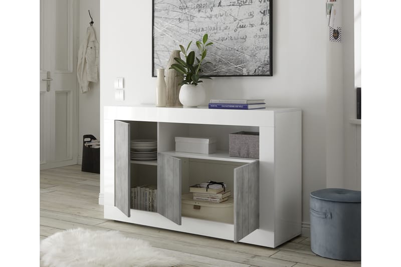 Skänk Calpino Medio 138 cm - Vit|Grå - Sideboard & skänk