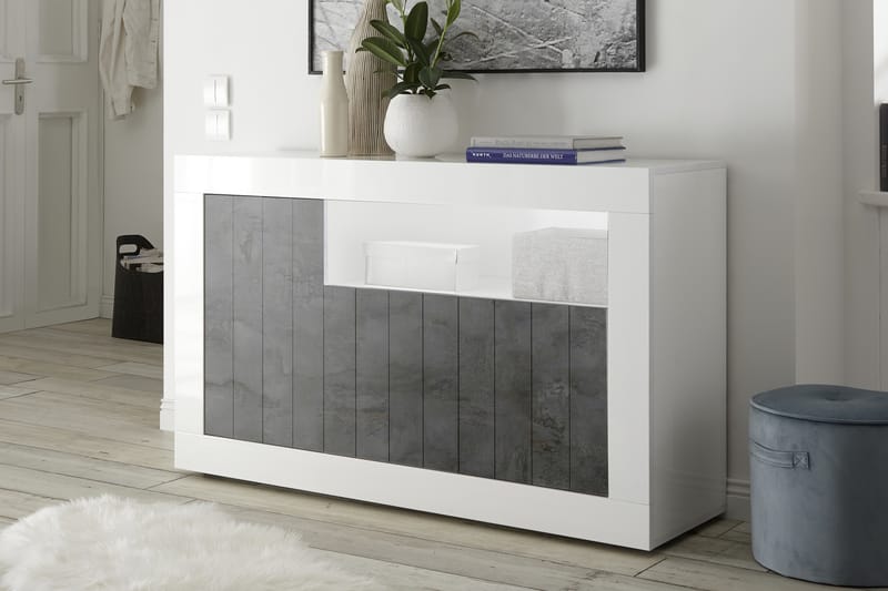 Skänk Calpino Medio 138 cm - Vit|Gråmelerad - Förvaring - Förvaringsmöbler - Sideboard & skänk