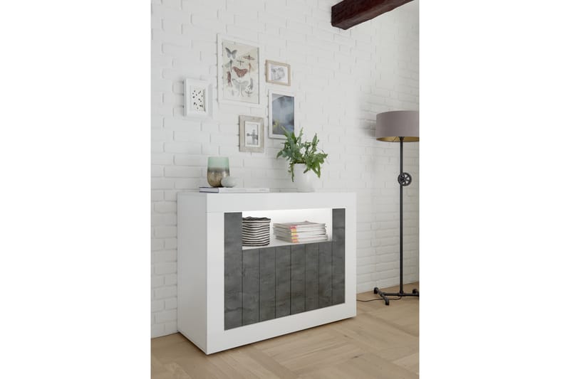 Skänk Calpino Piccolo 110 cm - Vit|Gråmelerad - Förvaring - Förvaringsmöbler - Sideboard & skänk
