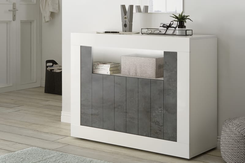 Skänk Calpino Piccolo 110 cm - Vit|Gråmelerad - Förvaring - Förvaringsmöbler - Sideboard & skänk