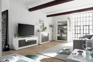 Skänk Calpino Piccolo 110 cm - Vit|Gråmelerad - Förvaring - Förvaringsmöbler - Sideboard & skänk
