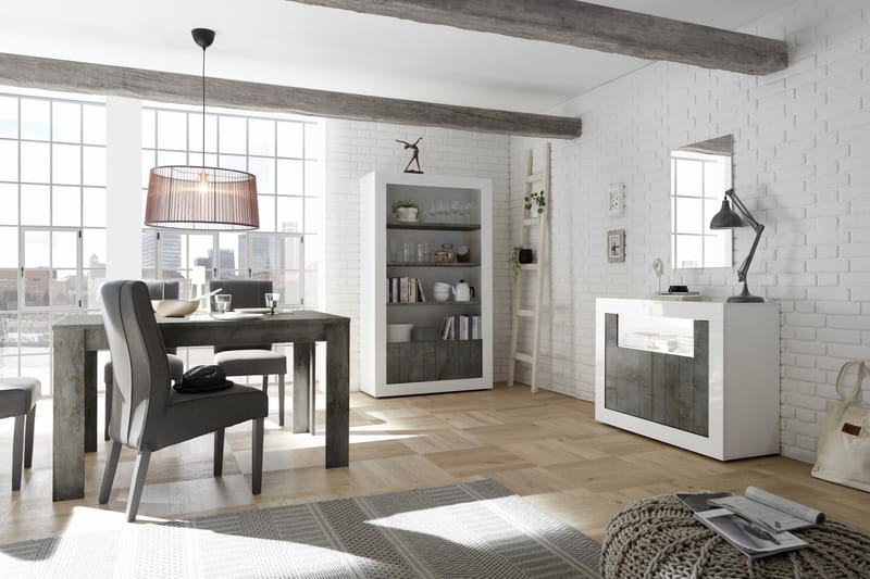 Skänk Calpino Piccolo 110 cm - Vit|Gråmelerad - Förvaring - Förvaringsmöbler - Sideboard & skänk