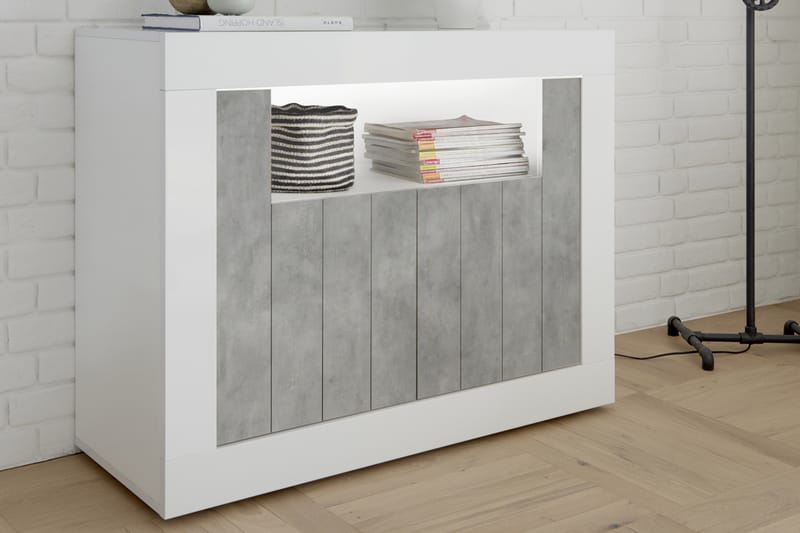 Skänk Calpino Piccolo 110 cm - Grå|Vit - Förvaring - Förvaringsmöbler - Sideboard & skänk